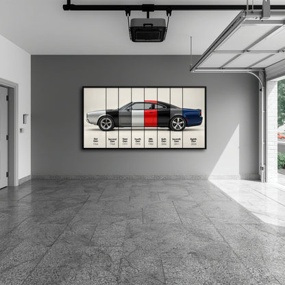 Dodge Charger Evolution Wall Art | Muscle Car Print | Caveson Cars