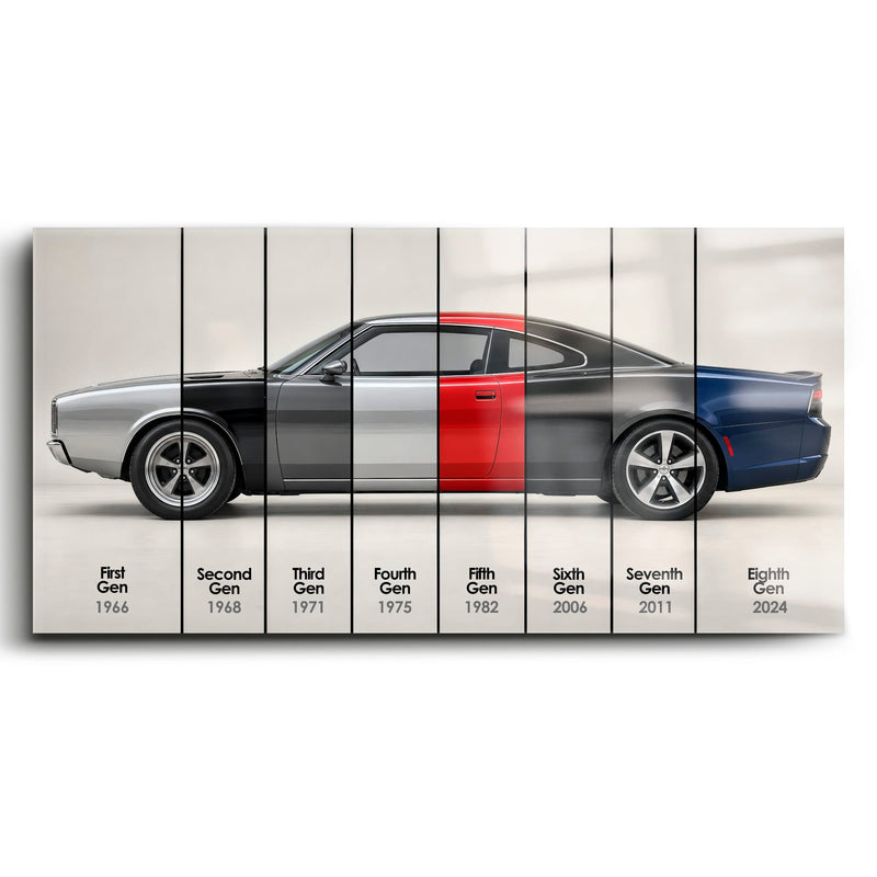 Dodge Charger Evolution Wall Art | Muscle Car Print | Caveson Cars