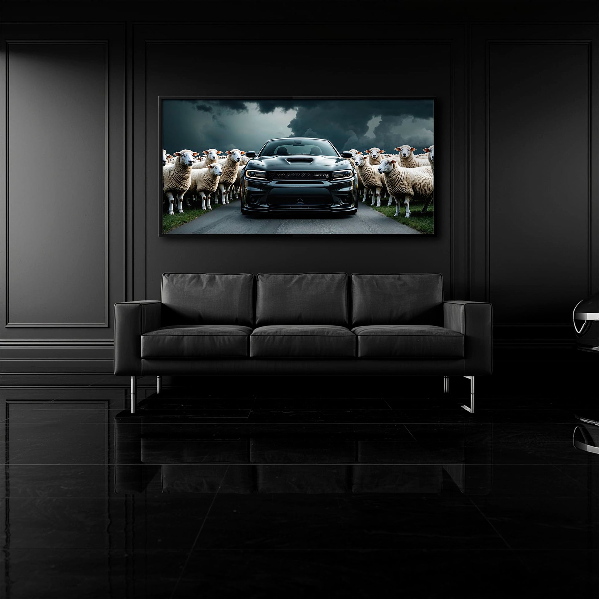 Dodge Charger Hellcat Wall Art  | Black Sheep Muscle Car Print Cars