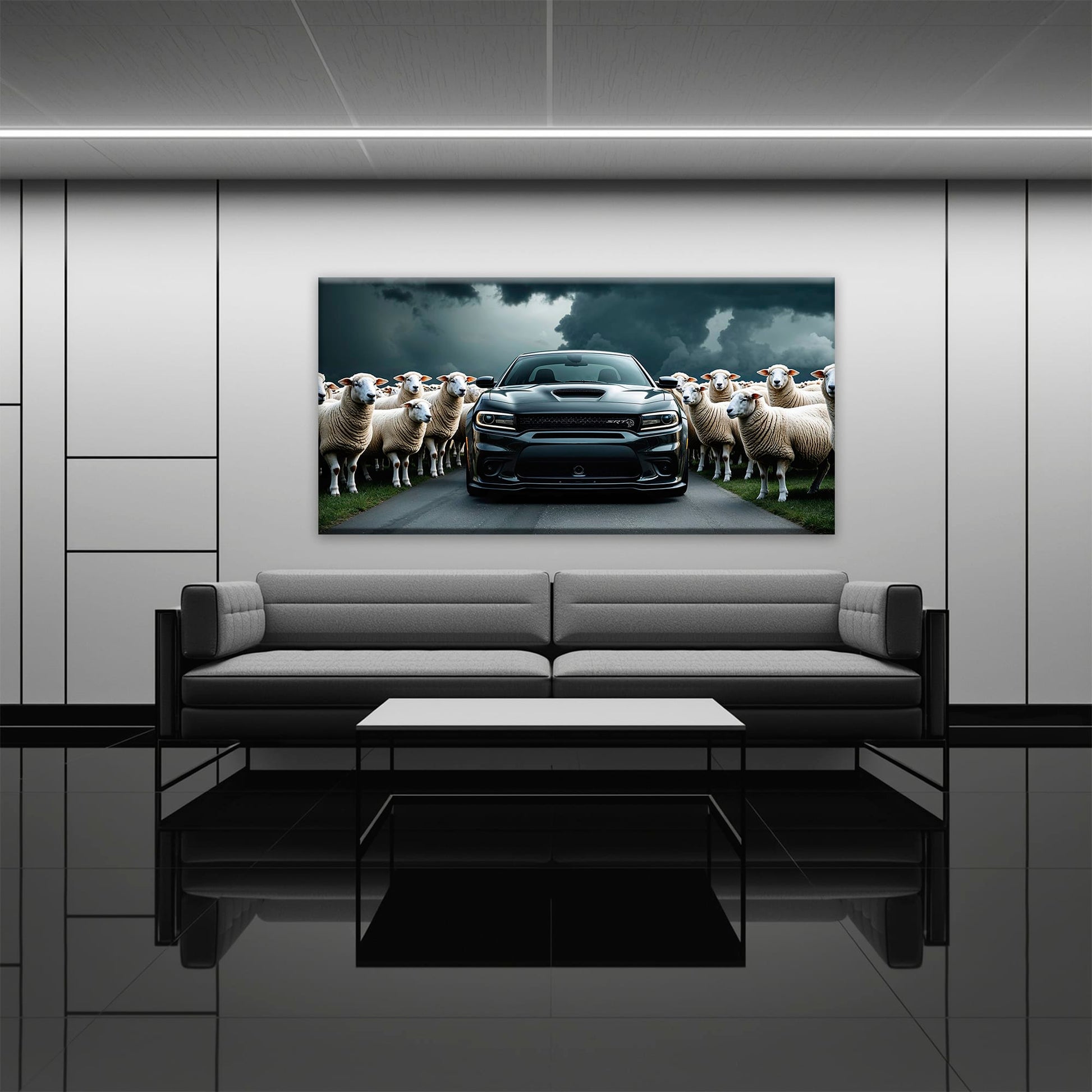Dodge Charger Hellcat Wall Art  | Black Sheep Muscle Car Print Cars