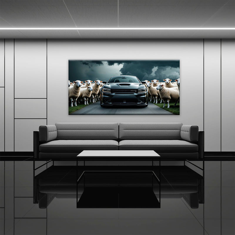 Dodge Charger Hellcat Wall Art  | Black Sheep Muscle Car Print Cars
