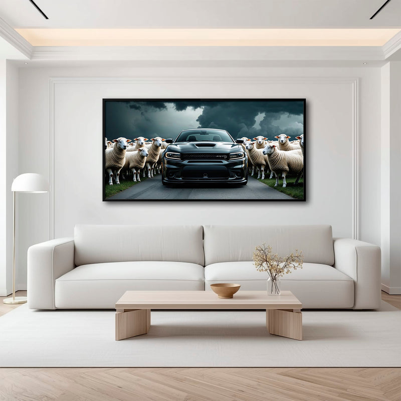 Dodge Charger Hellcat Wall Art  | Black Sheep Muscle Car Print Cars