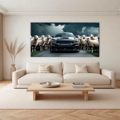 Dodge Charger Hellcat Wall Art  | Black Sheep Muscle Car Print Cars