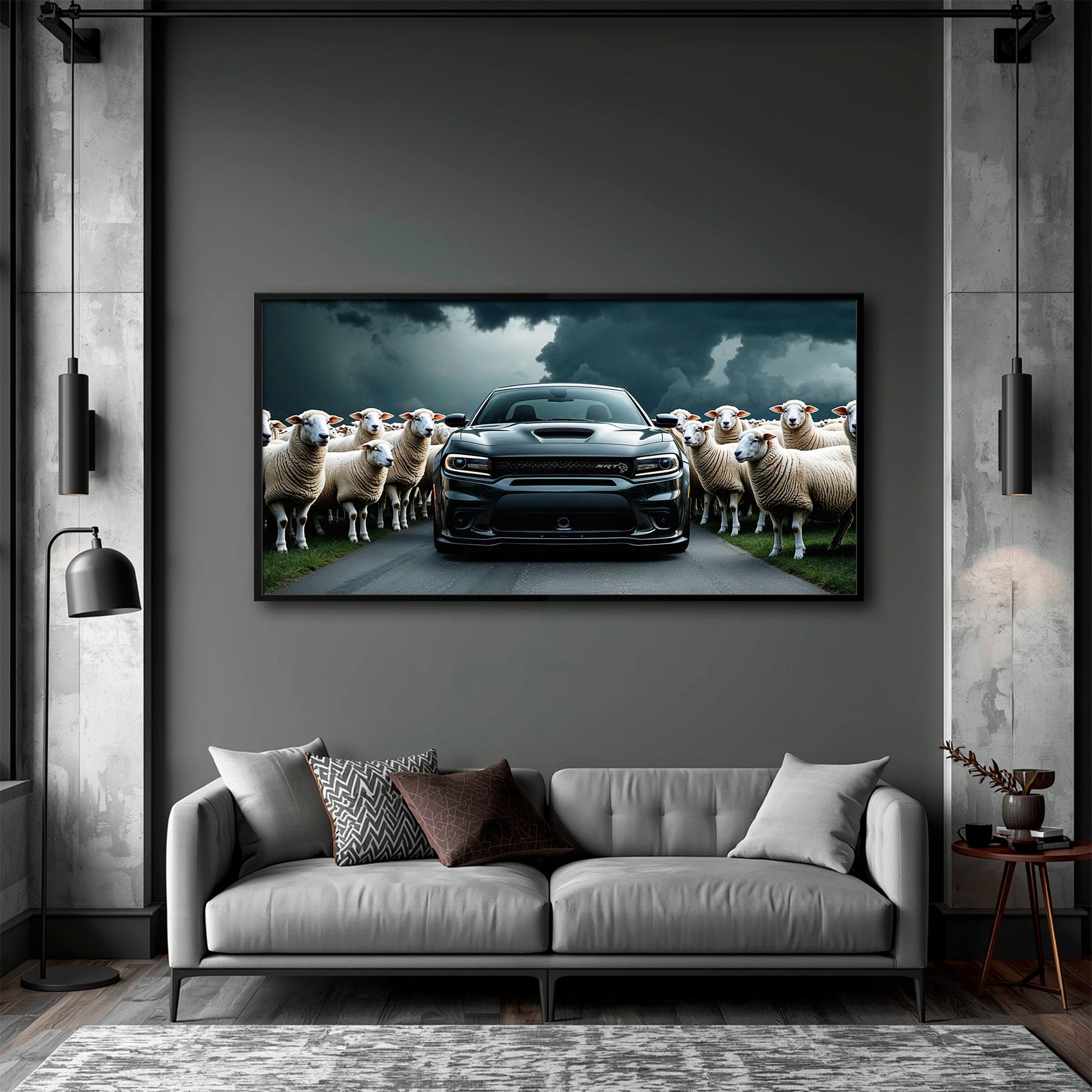Dodge Charger Hellcat Wall Art  | Black Sheep Muscle Car Print Cars