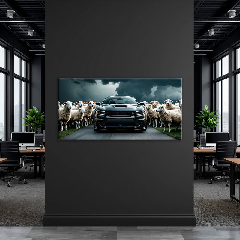 Dodge Charger Hellcat Wall Art  | Black Sheep Muscle Car Print Cars