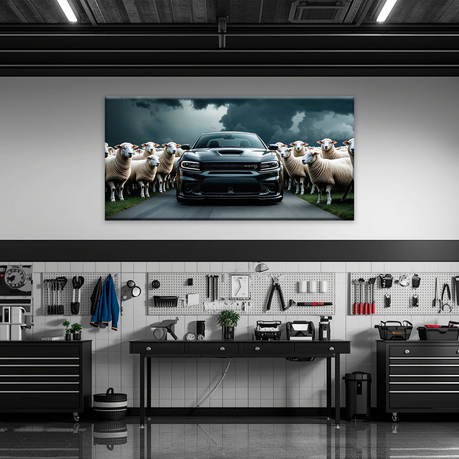 Dodge Charger Hellcat Wall Art  | Black Sheep Muscle Car Print Cars