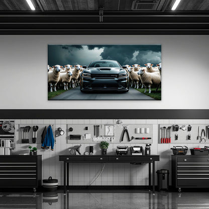 Dodge Charger Hellcat Wall Art  | Black Sheep Muscle Car Print Cars