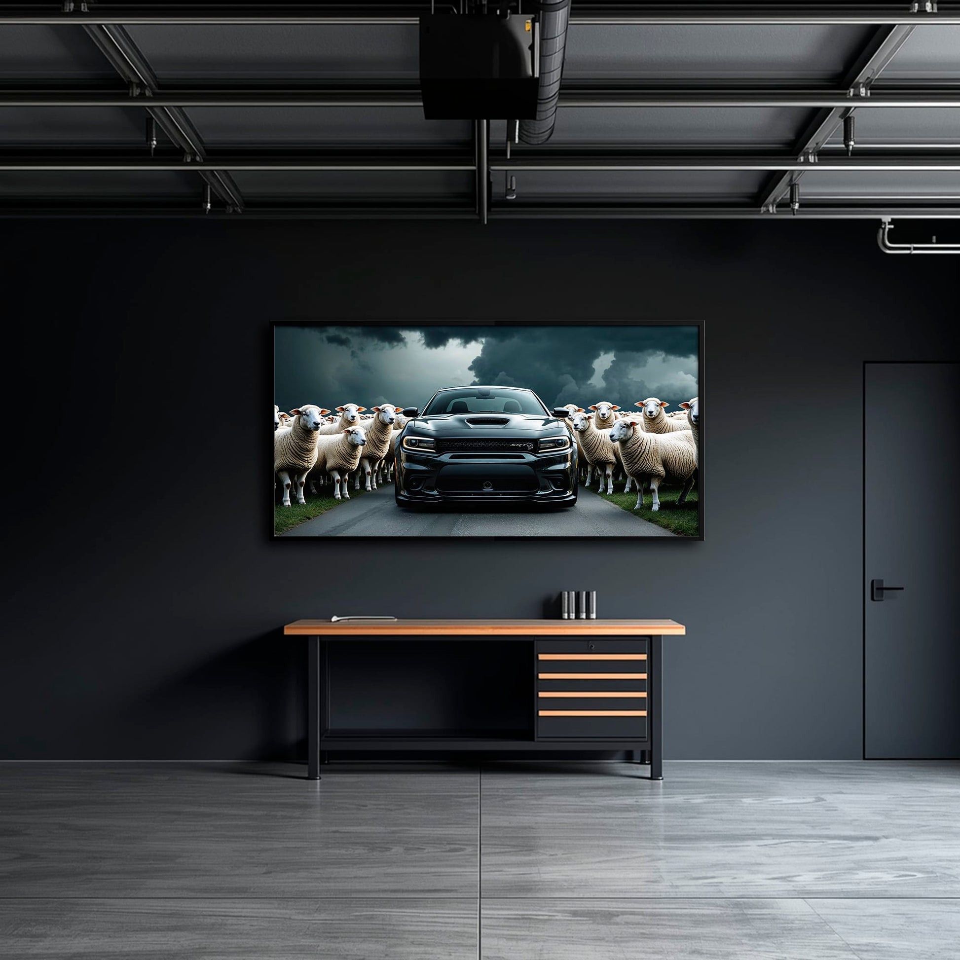 Dodge Charger Hellcat Wall Art  | Black Sheep Muscle Car Print Cars