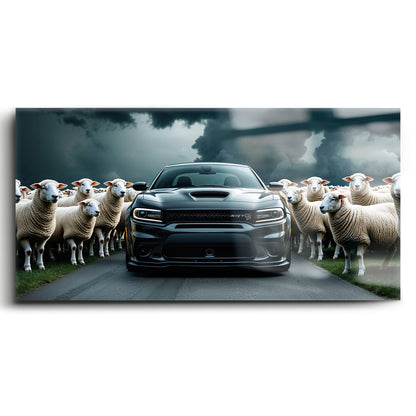 Dodge Charger Hellcat Wall Art  | Black Sheep Muscle Car Print Cars