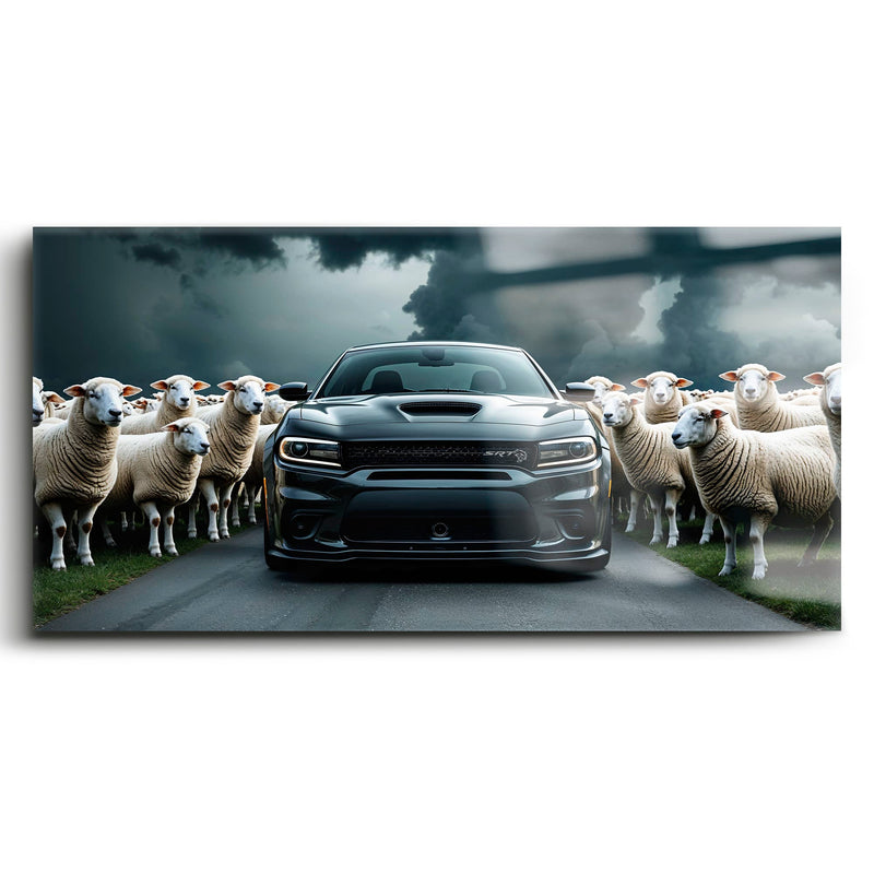 Dodge Charger Hellcat Wall Art  | Black Sheep Muscle Car Print Cars