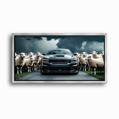 Dodge Charger Hellcat Wall Art  | Black Sheep Muscle Car Print Cars