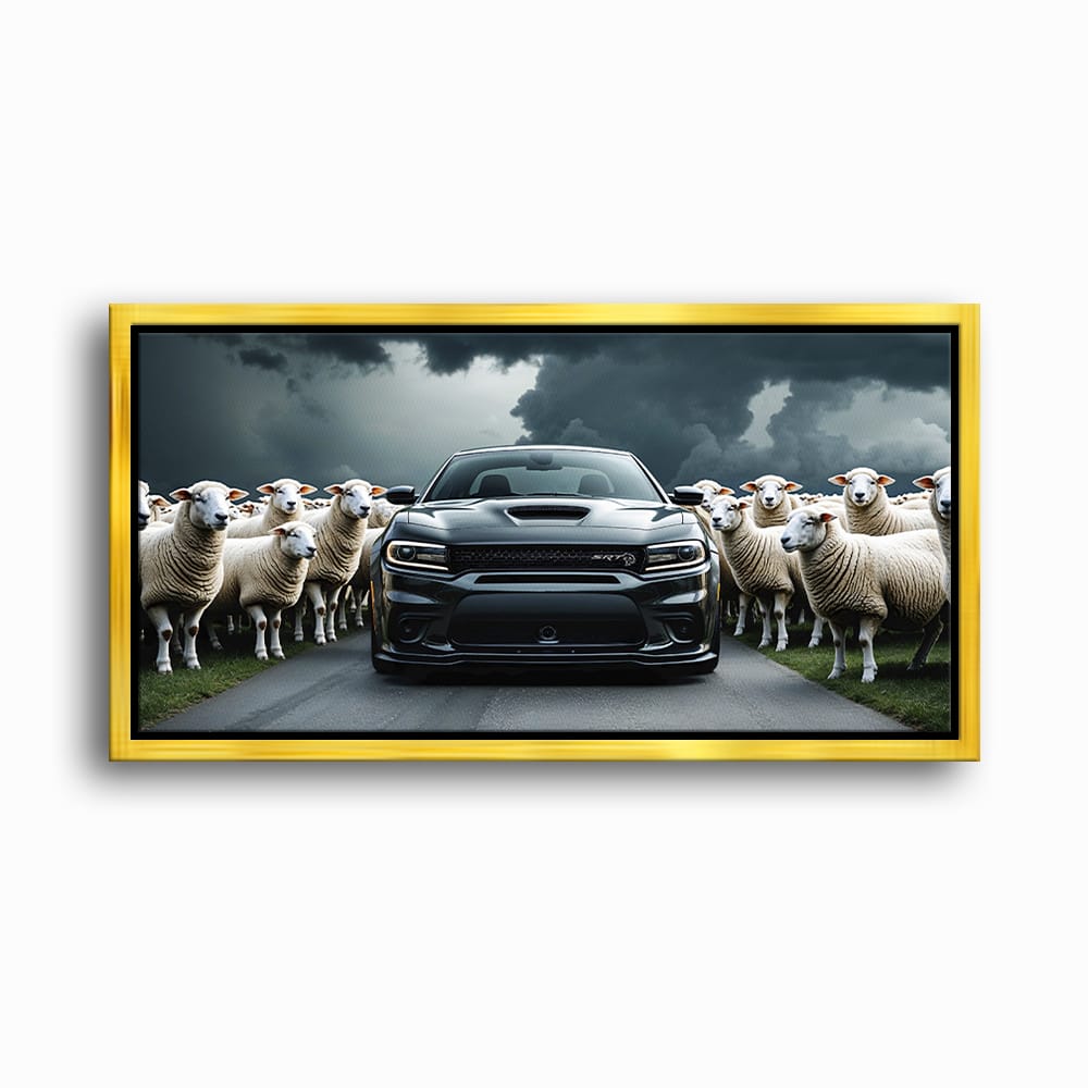 Dodge Charger Hellcat Wall Art  | Black Sheep Muscle Car Print Cars
