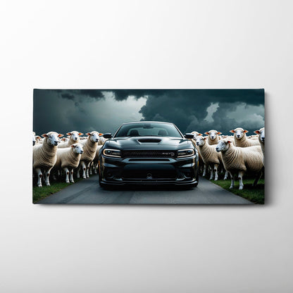 Dodge Charger Hellcat Wall Art  | Black Sheep Muscle Car Print Cars