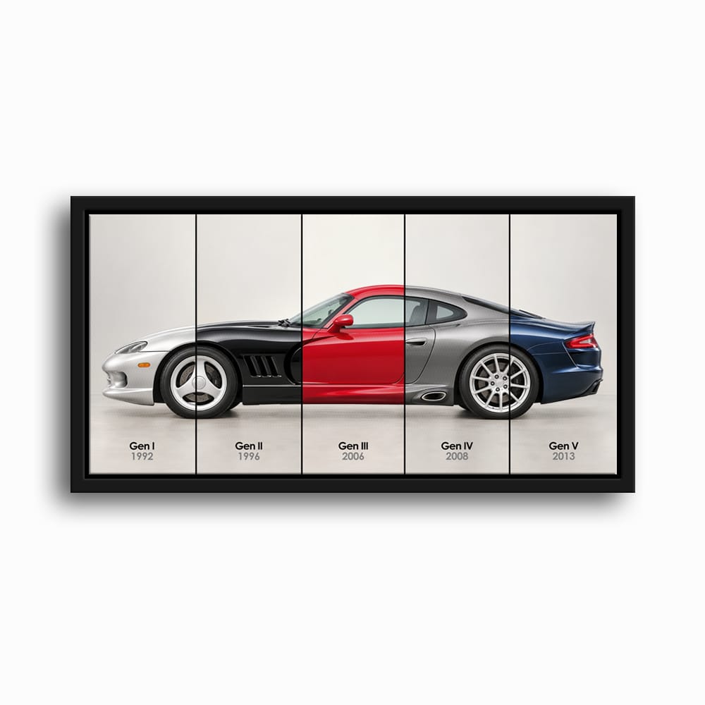 Dodge Viper Evolution Poster & Canvas Wall Art | Caveson Framed Canvas / 12х24 / Black Cars
