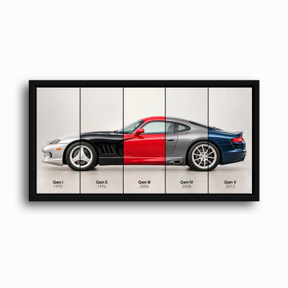 Dodge Viper Evolution Poster & Canvas Wall Art | Caveson Framed Canvas / 12х24 / Black Cars