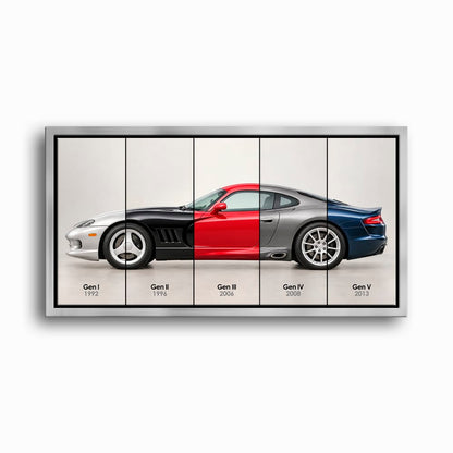 Dodge Viper Evolution Poster & Canvas Wall Art | Caveson Framed Canvas / 12х24 / Silver Cars