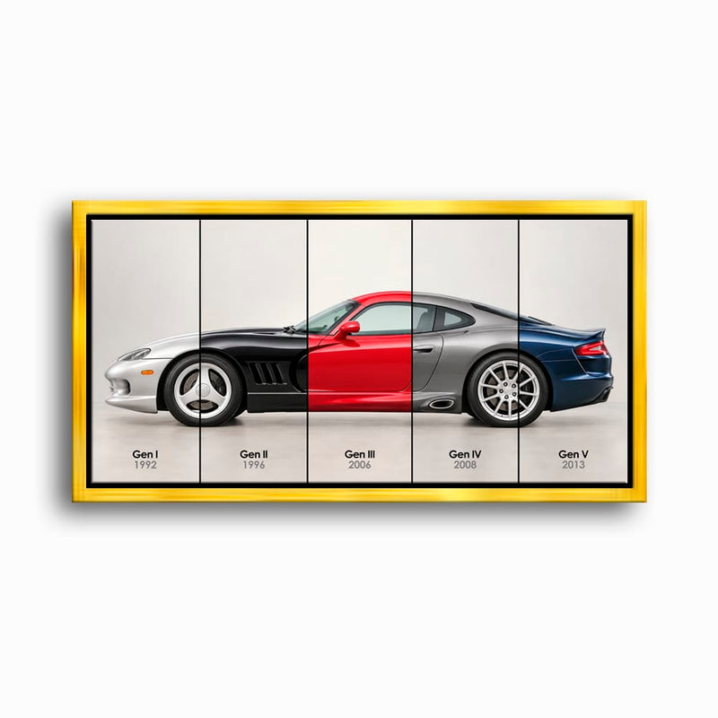Dodge Viper Evolution Poster & Canvas Wall Art | Caveson Framed Canvas / 12х24 / Gold Cars