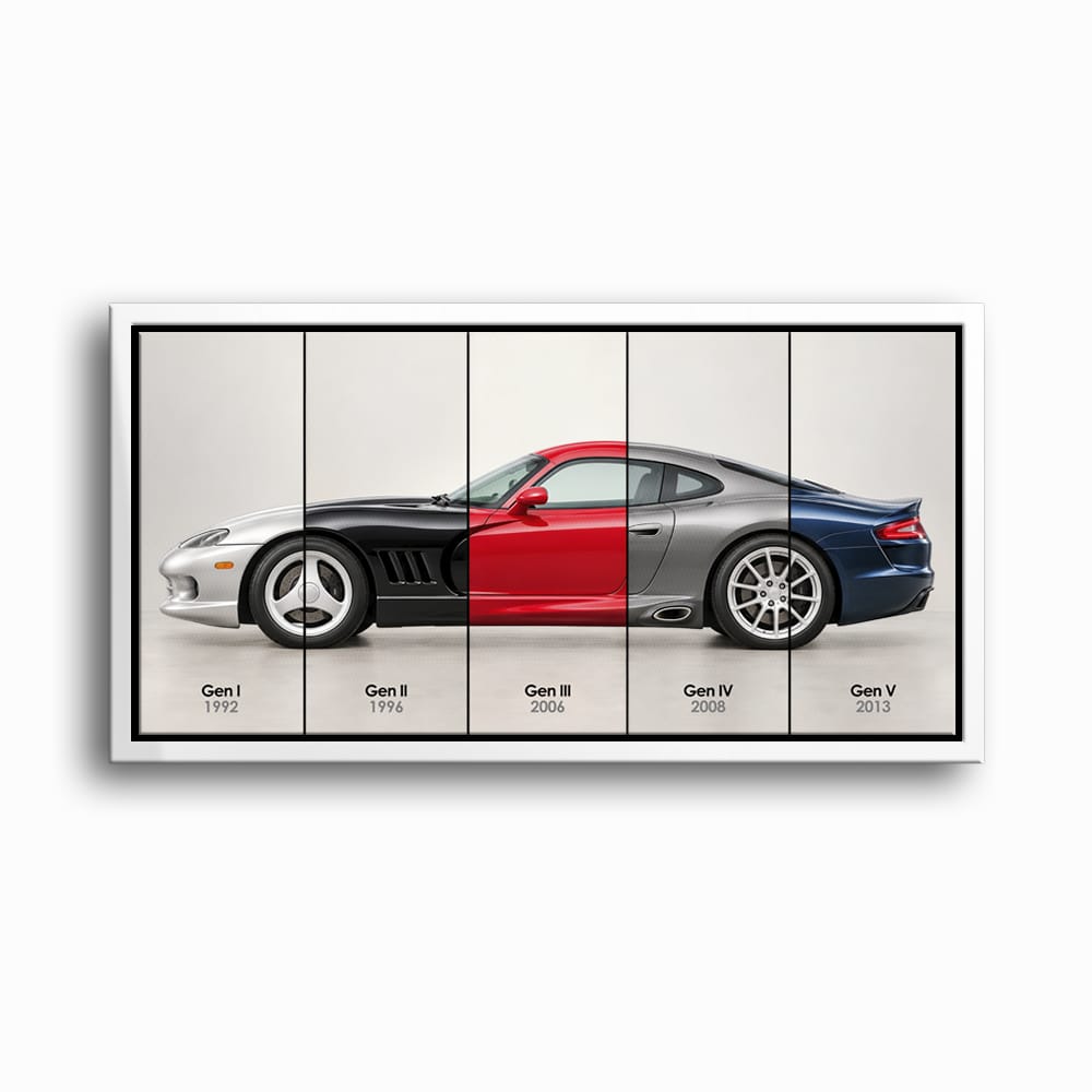 Dodge Viper Evolution Poster & Canvas Wall Art | Caveson Framed Canvas / 12х24 / White Cars