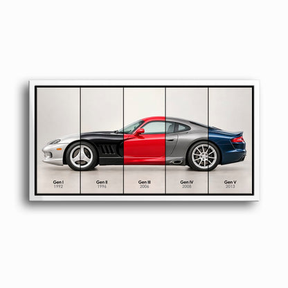 Dodge Viper Evolution Poster & Canvas Wall Art | Caveson Framed Canvas / 12х24 / White Cars