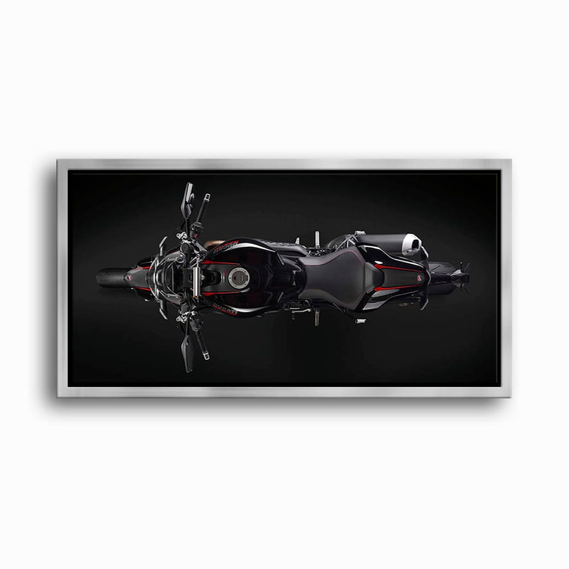 Ducati Monster 1200 R Dark Apex Wall Art – Top Down Motorcycle Canvas Print Motorcycle