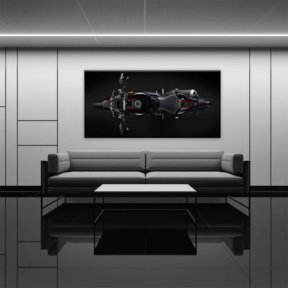 Ducati Monster 1200 R Dark Apex Wall Art – Top Down Motorcycle Canvas Print Motorcycle