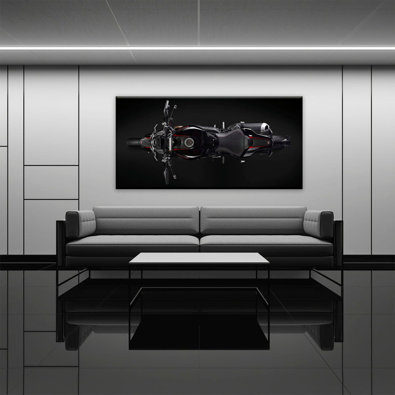 Ducati Monster 1200 R Dark Apex Wall Art – Top Down Motorcycle Canvas Print Motorcycle