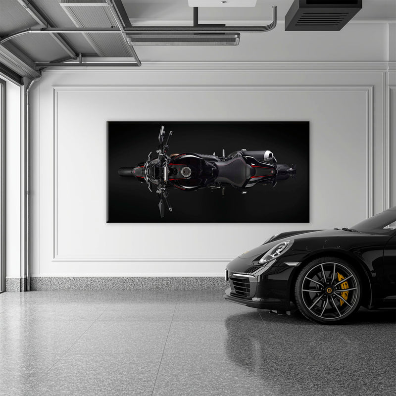 Ducati Monster 1200 R Dark Apex Wall Art – Top Down Motorcycle Canvas Print Motorcycle