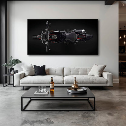 Ducati Monster 1200 R Dark Apex Wall Art – Top Down Motorcycle Canvas Print Motorcycle