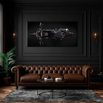 Ducati Monster 1200 R Dark Apex Wall Art – Top Down Motorcycle Canvas Print Motorcycle