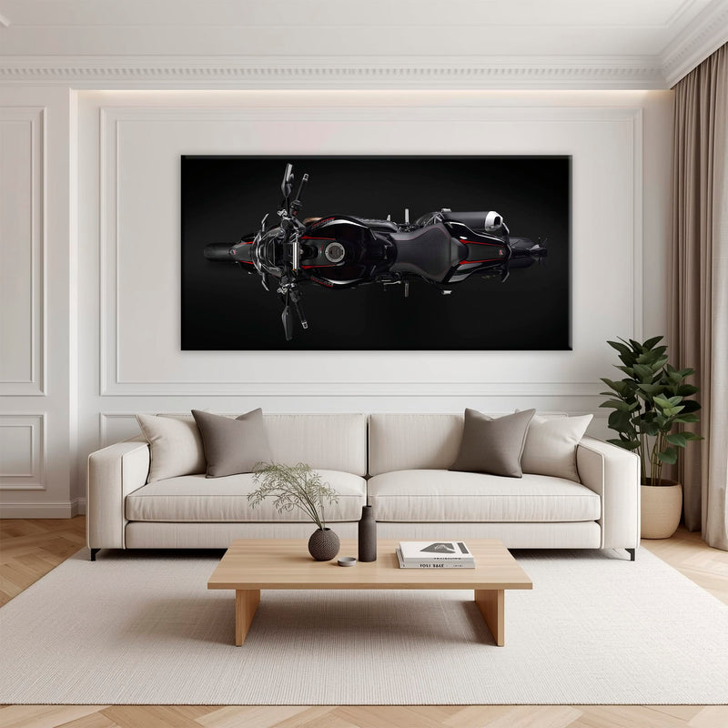 Ducati Monster 1200 R Dark Apex Wall Art – Top Down Motorcycle Canvas Print Motorcycle