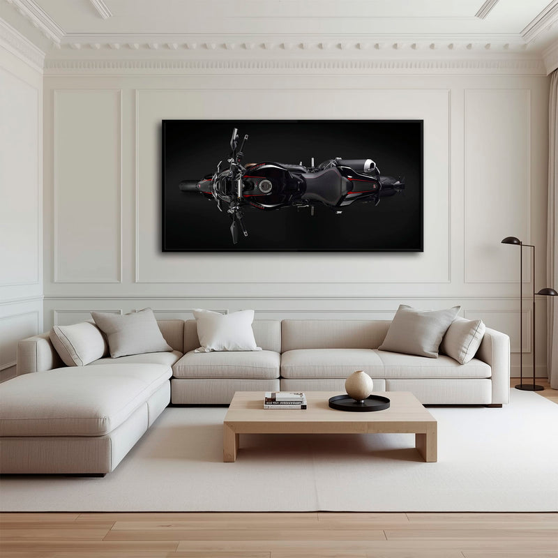 Ducati Monster 1200 R Dark Apex Wall Art – Top Down Motorcycle Canvas Print Motorcycle