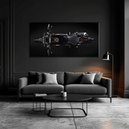 Ducati Monster 1200 R Dark Apex Wall Art – Top Down Motorcycle Canvas Print Motorcycle