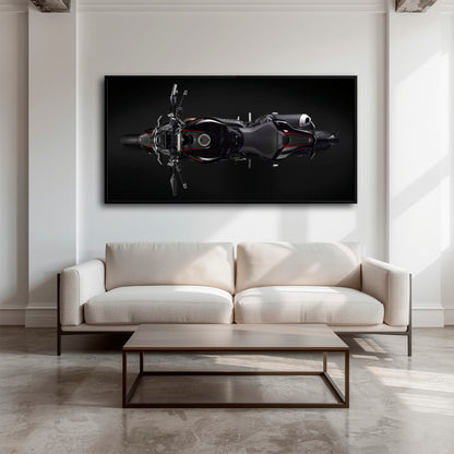 Ducati Monster 1200 R Dark Apex Wall Art – Top Down Motorcycle Canvas Print Motorcycle