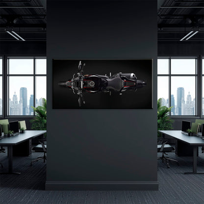 Ducati Monster 1200 R Dark Apex Wall Art – Top Down Motorcycle Canvas Print Motorcycle