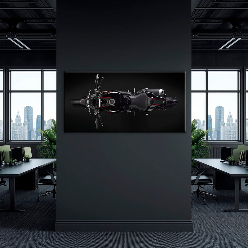 Ducati Monster 1200 R Dark Apex Wall Art – Top Down Motorcycle Canvas Print Motorcycle