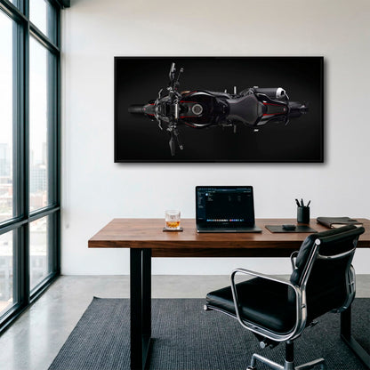 Ducati Monster 1200 R Dark Apex Wall Art – Top Down Motorcycle Canvas Print Motorcycle