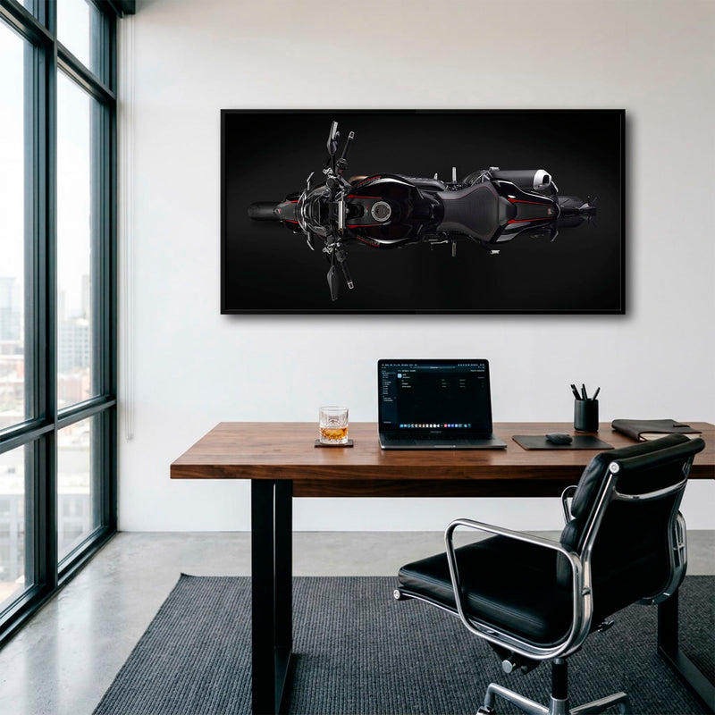 Ducati Monster 1200 R Dark Apex Wall Art – Top Down Motorcycle Canvas Print Motorcycle