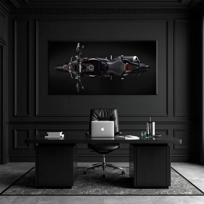 Ducati Monster 1200 R Dark Apex Wall Art – Top Down Motorcycle Canvas Print Motorcycle