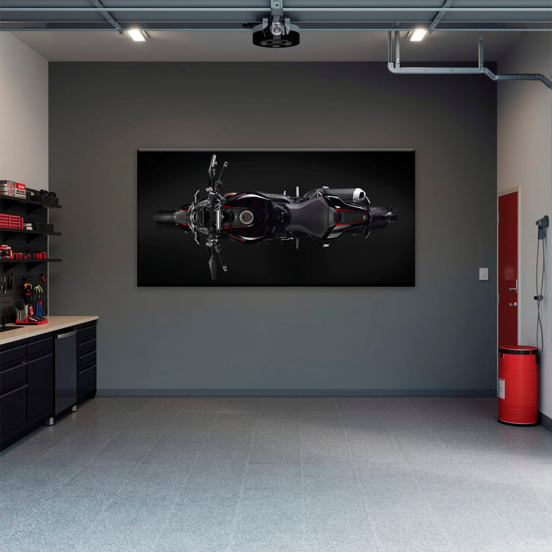 Ducati Monster 1200 R Dark Apex Wall Art – Top Down Motorcycle Canvas Print Motorcycle