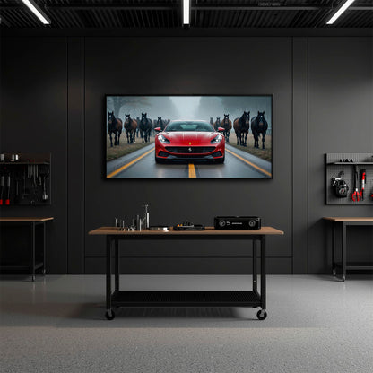 Ferrari 812 Racing Canvas Print  | Red Sports Car Decor Cars