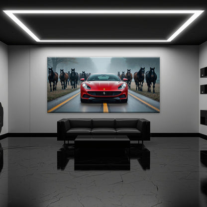 Ferrari 812 Racing Canvas Print  | Red Sports Car Decor Cars