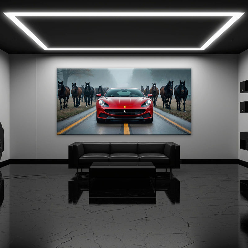 Ferrari 812 Racing Canvas Print  | Red Sports Car Decor Cars