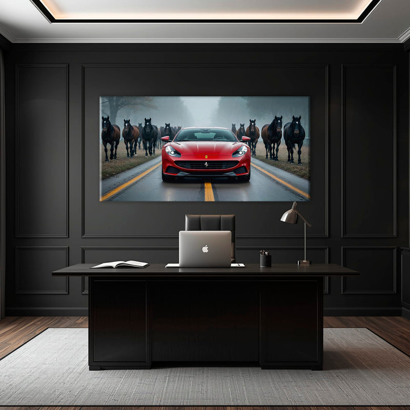 Ferrari 812 Racing Canvas Print  | Red Sports Car Decor Cars