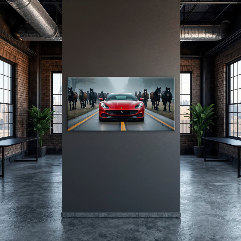 Ferrari 812 Racing Canvas Print  | Red Sports Car Decor Cars