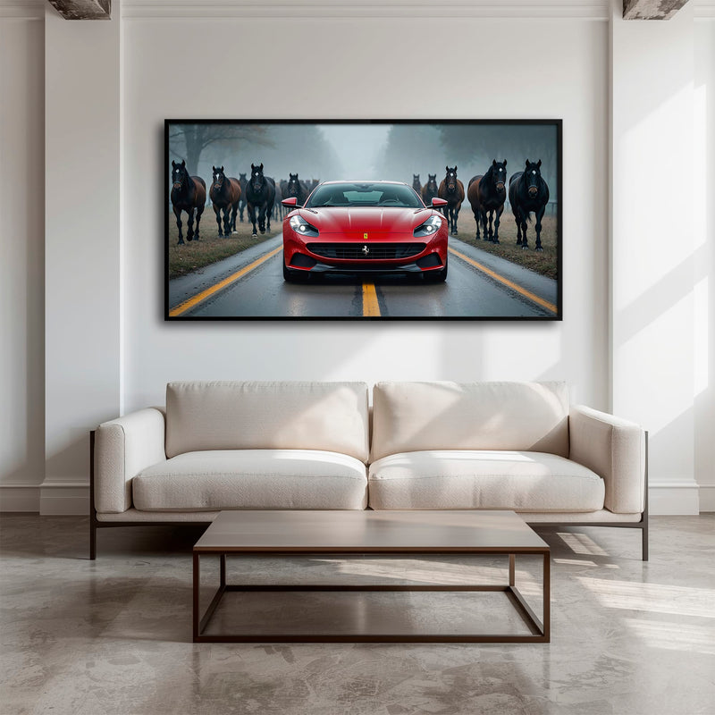 Ferrari 812 Racing Canvas Print  | Red Sports Car Decor Cars