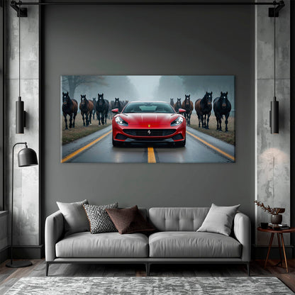 Ferrari 812 Racing Canvas Print  | Red Sports Car Decor Cars