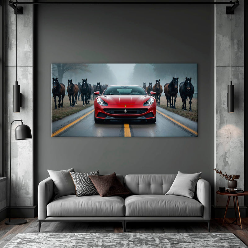 Ferrari 812 Racing Canvas Print  | Red Sports Car Decor Cars