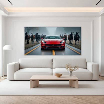 Ferrari 812 Racing Canvas Print  | Red Sports Car Decor Cars