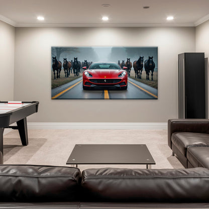 Ferrari 812 Racing Canvas Print  | Red Sports Car Decor Cars