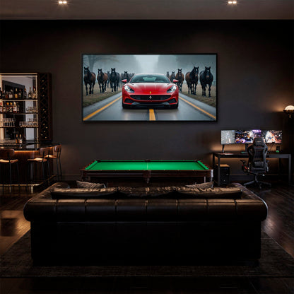 Ferrari 812 Racing Canvas Print  | Red Sports Car Decor Cars